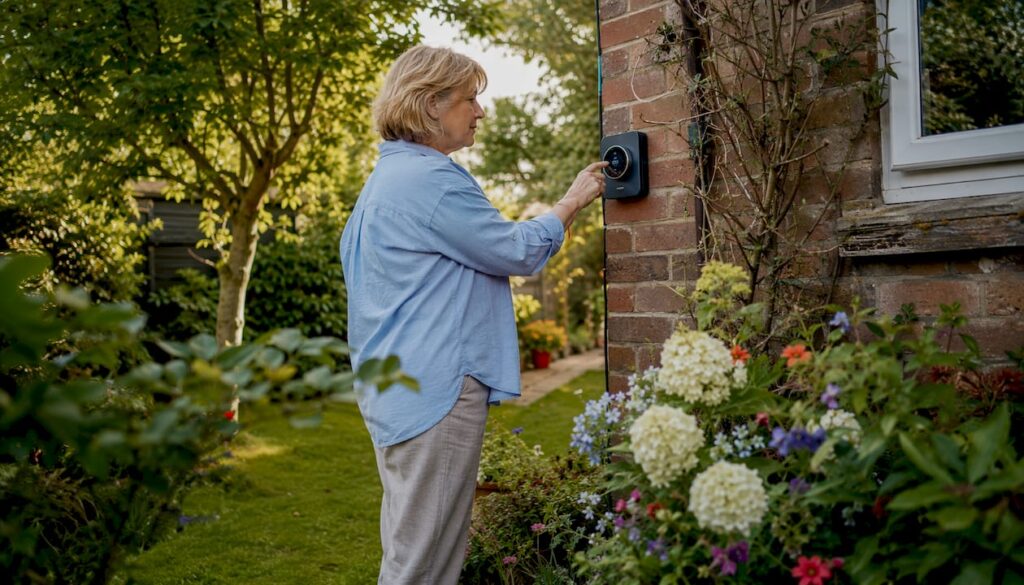Homeowner checking smart meter reading
