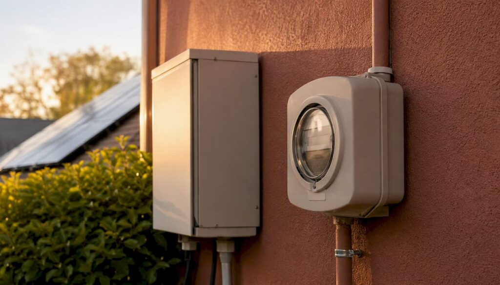 Solar generation meter on rooftop near inverter