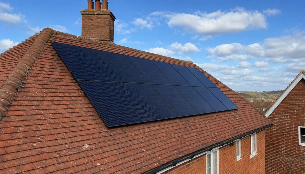 Solar panels on terracotta residential roof
